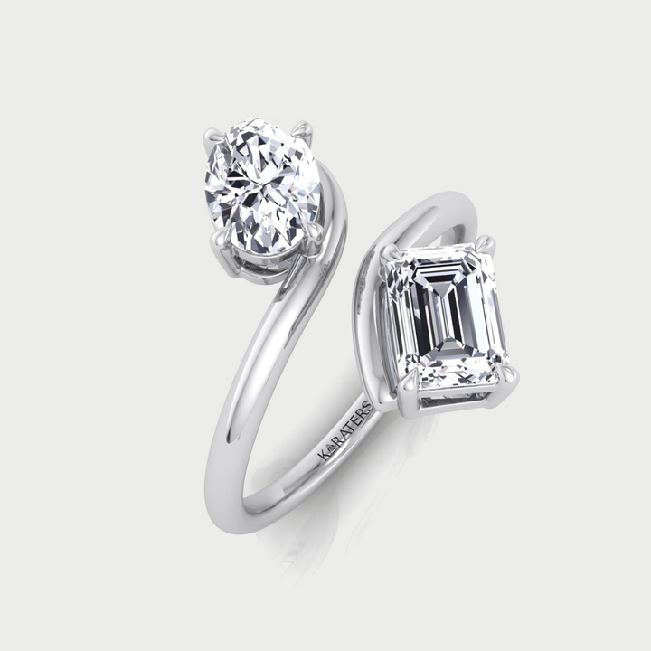 Oval & Emerald Shape Lab Grown Diamond Open Engagement Ring