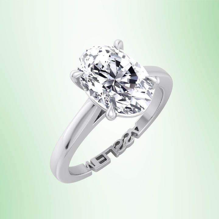 Oval Lab Diamond Engagement Ring with Custom Name Band