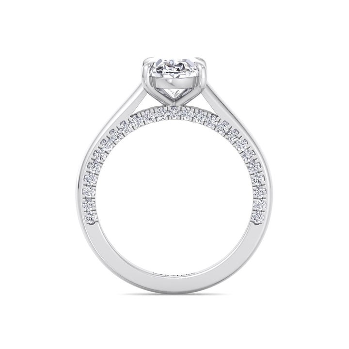 Oval Lab Diamond Pave Ring with Cathedral White Gold