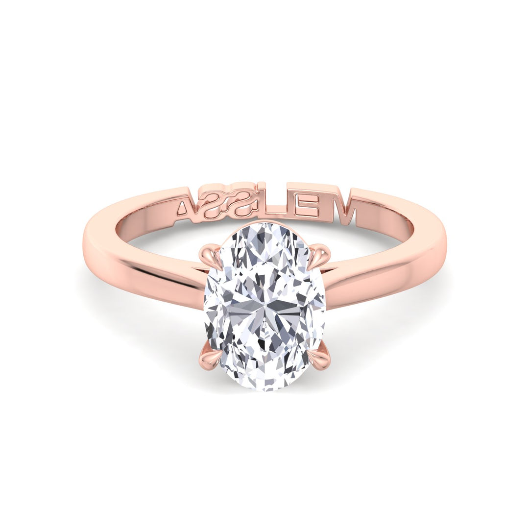 Oval Lab Diamond Ring with Custom Band Rose