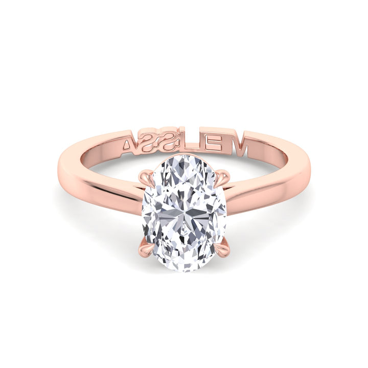 Oval Lab Diamond Ring with Custom Band Rose