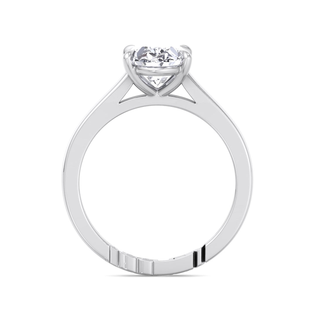 Oval Lab Diamond Ring with Custom Band White