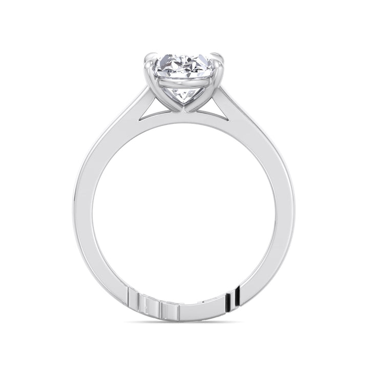 Oval Lab Diamond Ring with Custom Band White