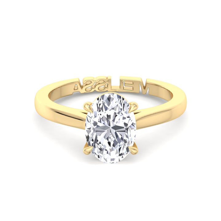 Oval Lab Diamond Ring with Custom Band Yellow