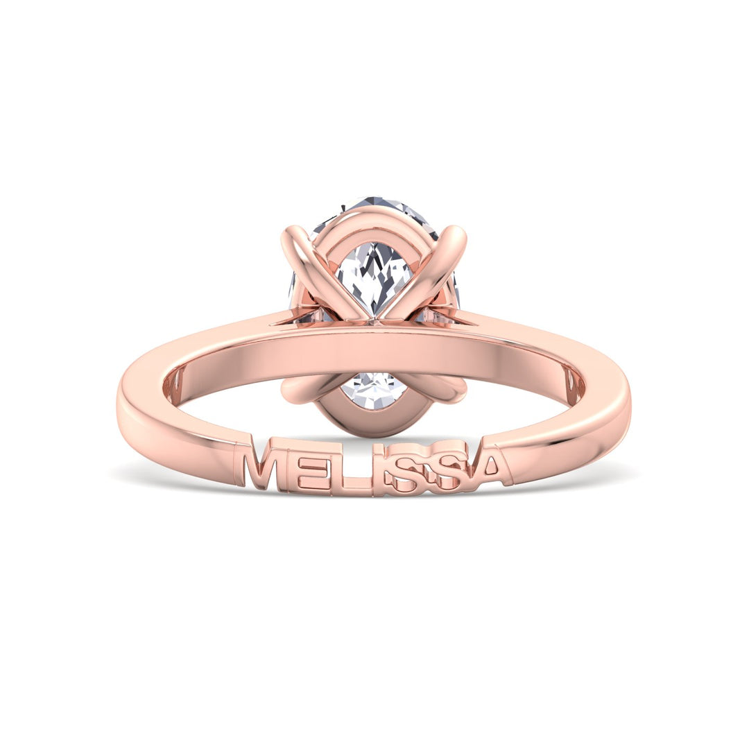 Oval Lab Diamond Ring with Custom Name Band Rose