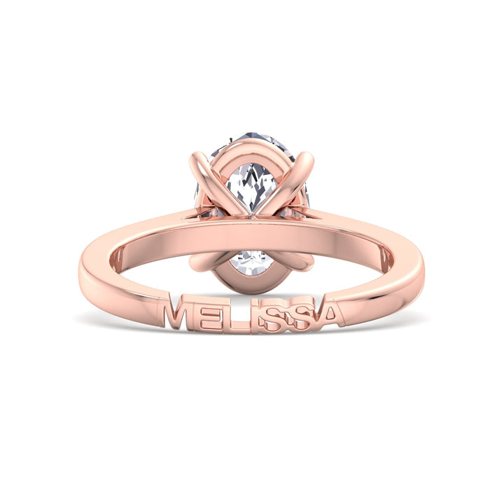 Oval Lab Diamond Ring with Custom Name Band Rose