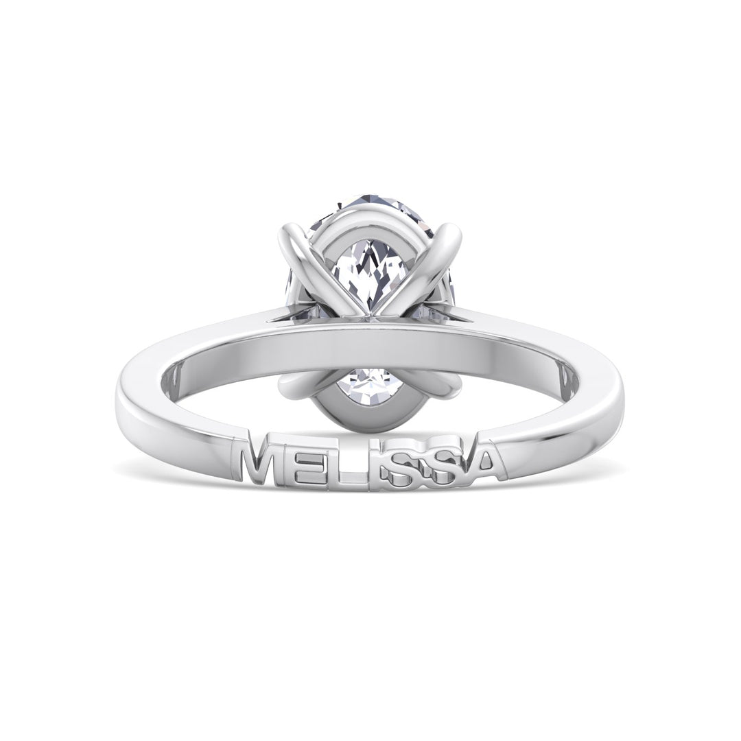 Oval Lab Diamond Ring with Custom Name Band White