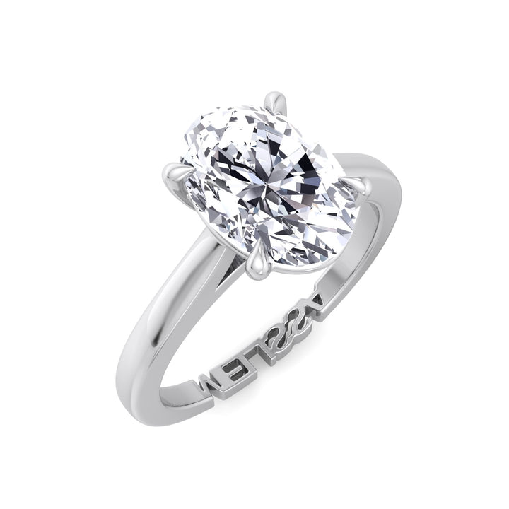 Oval Lab Diamond Ring with Custom Name Band White Gold