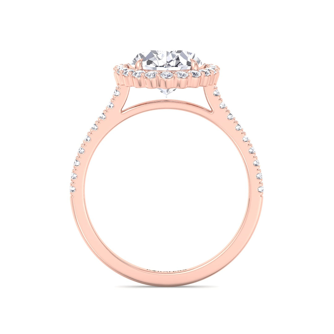 Oval Lab Diamond Ring with Scalloped Halo Rose