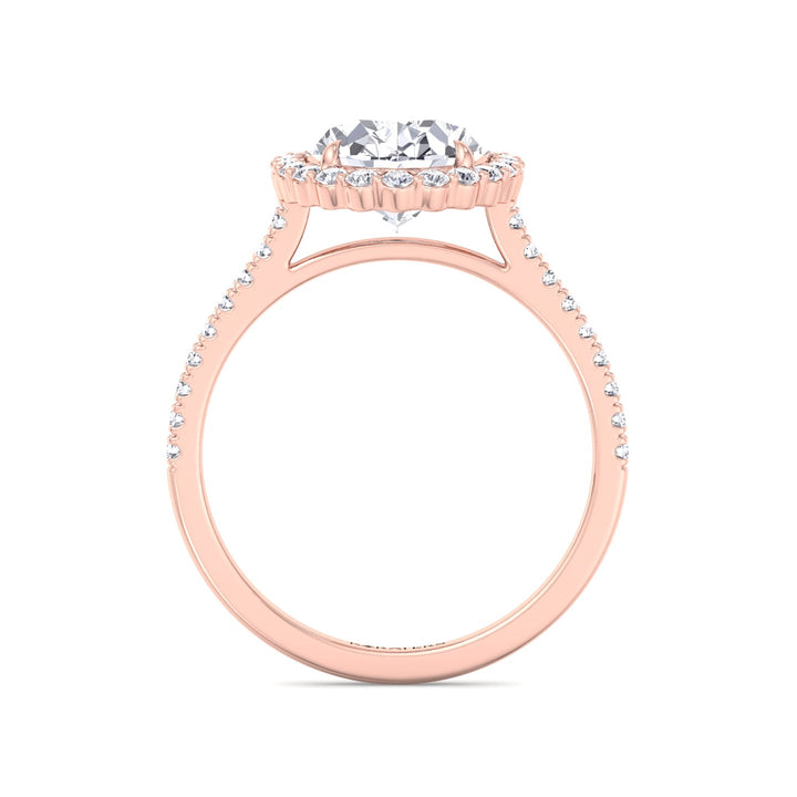Oval Lab Diamond Ring with Scalloped Halo Rose