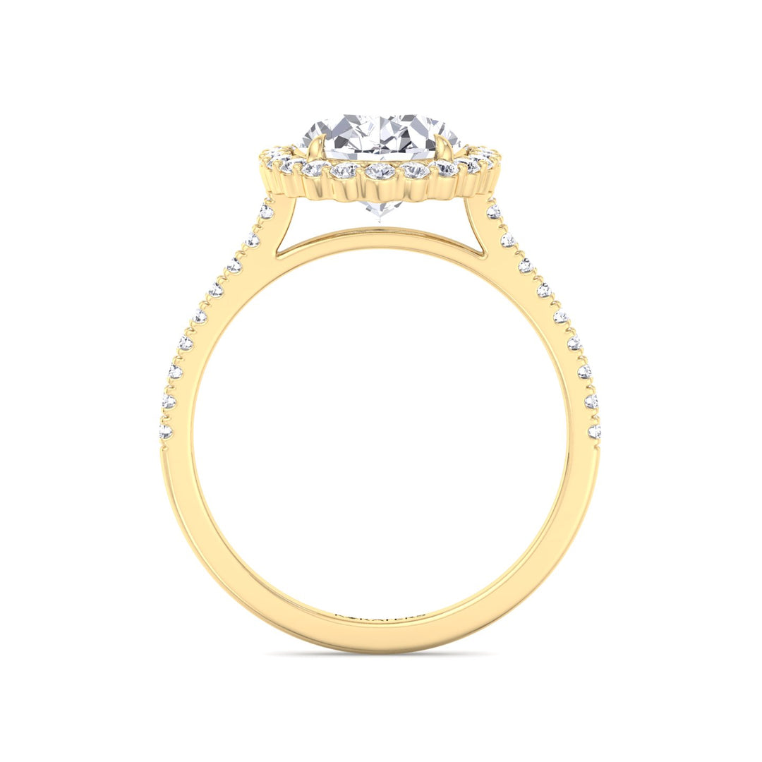 Oval Lab Diamond Ring with Scalloped Halo Yellow