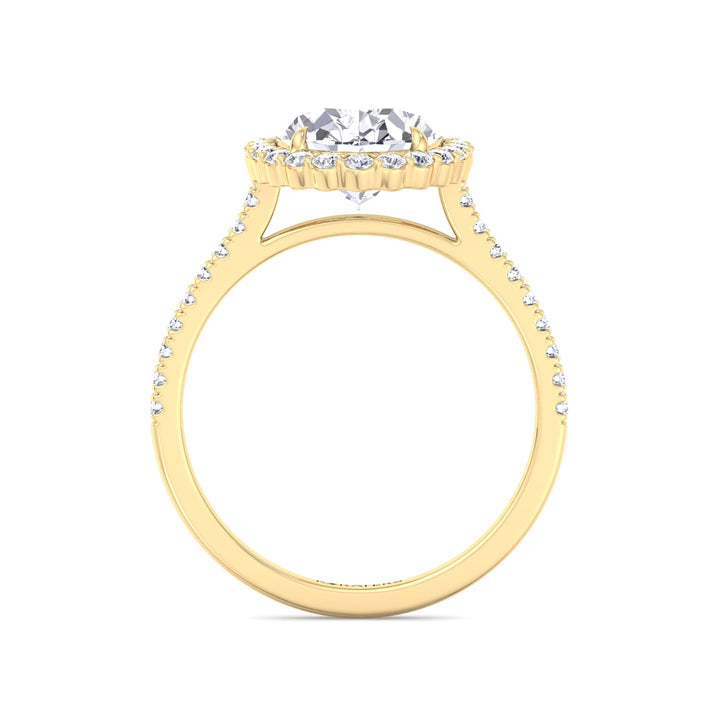 Oval Lab Diamond Ring with Scalloped Halo Yellow