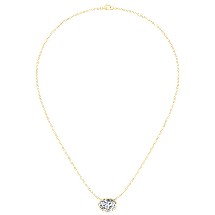 Oval Shape Bezel Set Lab Grown Diamond Yellow Pendant, Profile