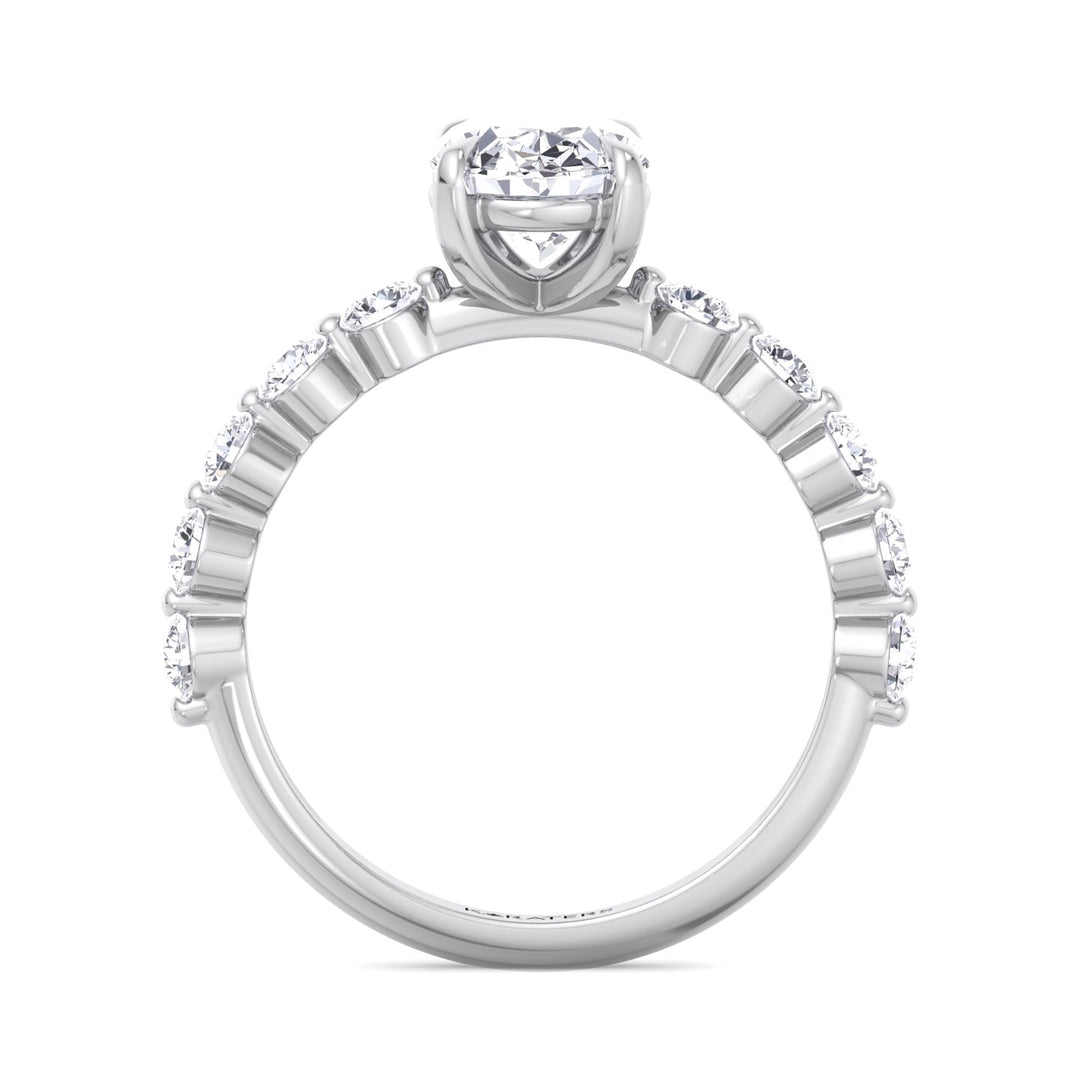 Oval cut Lab Diamond Ring Multi-Diamond White Gold Band 