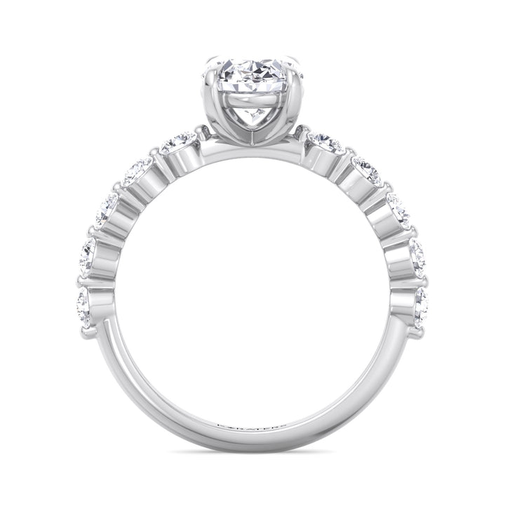Oval cut Lab Diamond Ring Multi-Diamond White Gold Band 