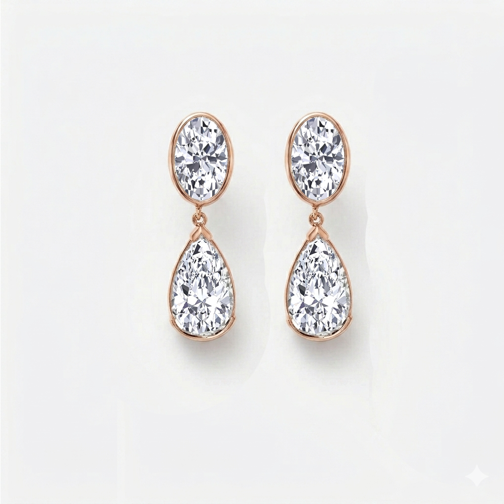 Oval & Pear Shape Lab Grown Diamond Drop Earrings RG 2