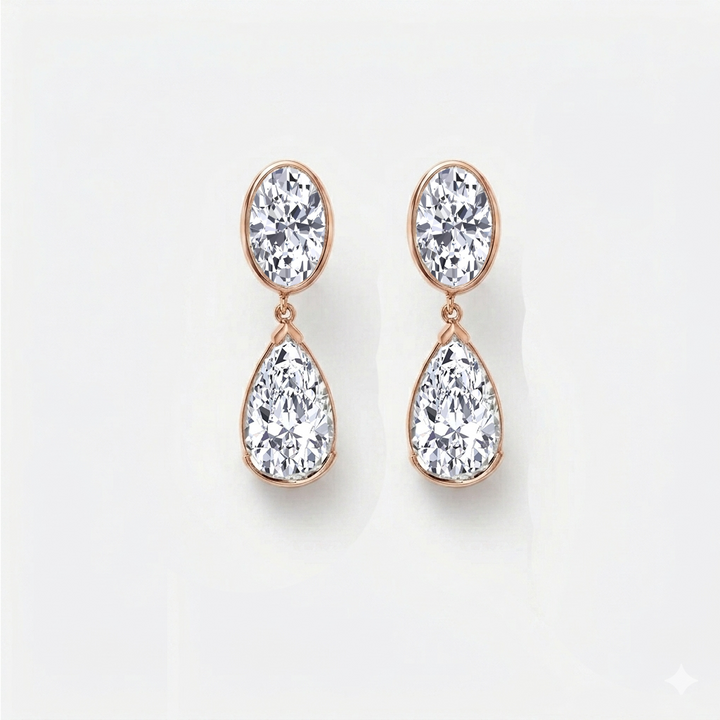 Oval & Pear Shape Lab Grown Diamond Drop Earrings RG 2