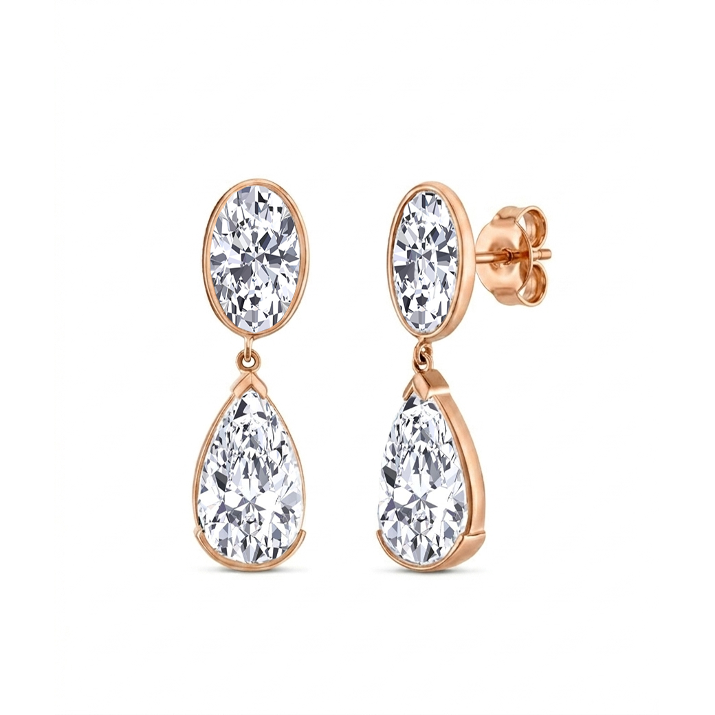 Oval & Pear Shape Lab Grown Diamond Drop Earrings RG