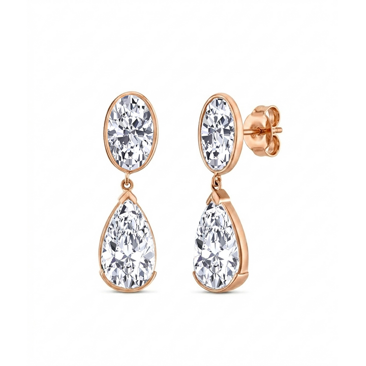 Oval & Pear Shape Lab Grown Diamond Drop Earrings RG