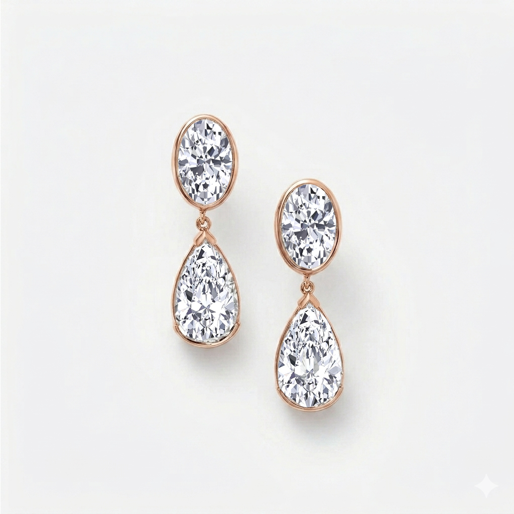 Oval & Pear Shape Lab Grown Diamond Drop Earrings RG 3