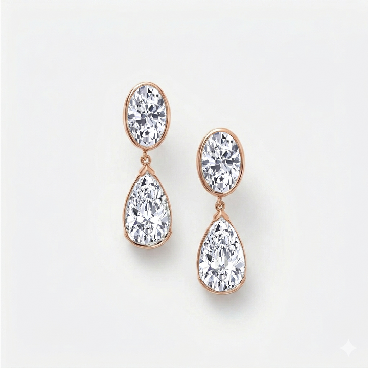 Oval & Pear Shape Lab Grown Diamond Drop Earrings RG 3