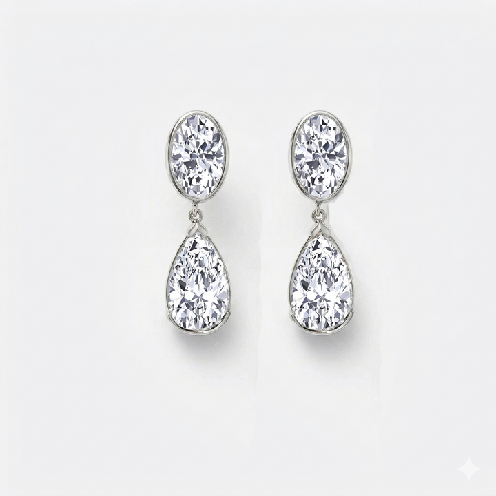 Oval & Pear Shape Lab Grown Diamond Drop Earrings WG 3
