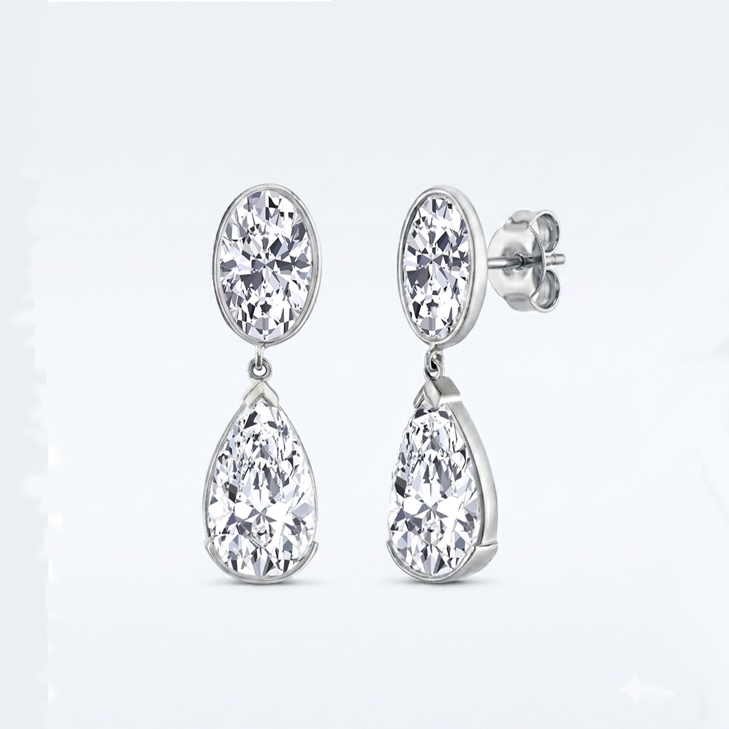 Oval & Pear Shape Lab Grown Diamond Drop Earrings WG
