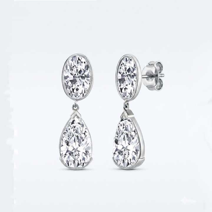 Oval & Pear Shape Lab Grown Diamond Drop Earrings WG