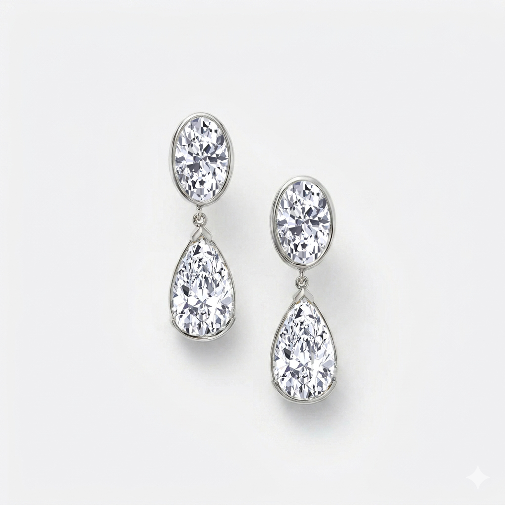 Oval & Pear Shape Lab Grown Diamond Drop Earrings WG2