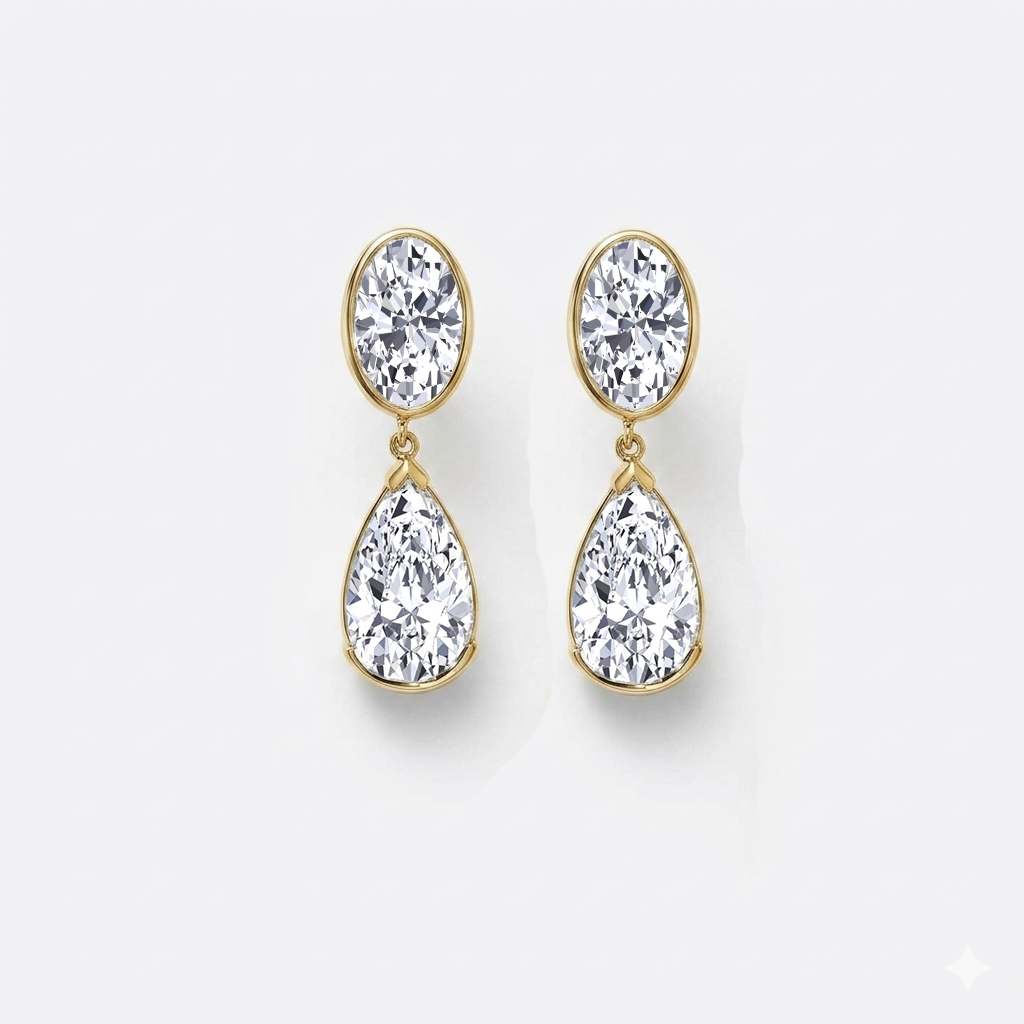 Oval & Pear Shape Lab Grown Diamond Drop Earrings YG3