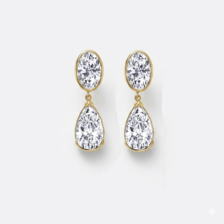 Oval & Pear Shape Lab Grown Diamond Drop Earrings YG3