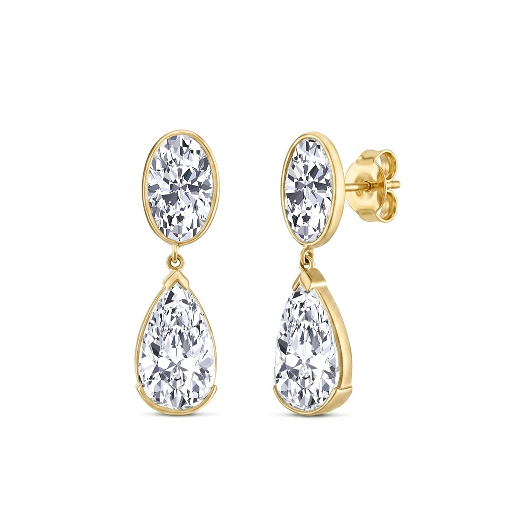 Oval & Pear Shape Lab Grown Diamond Drop Earrings YG