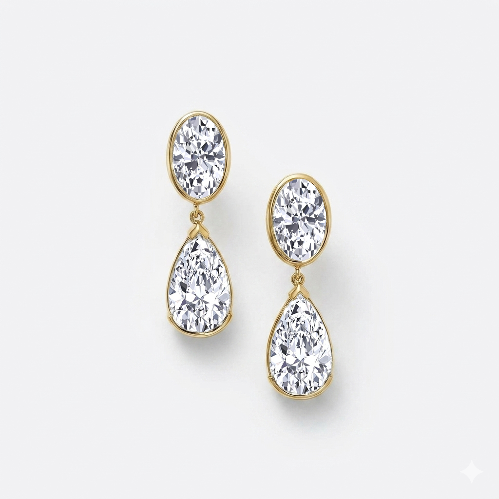 Oval & Pear Shape Lab Grown Diamond Drop Earrings YG 2