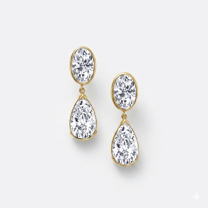 Oval & Pear Shape Lab Grown Diamond Drop Earrings YG 2