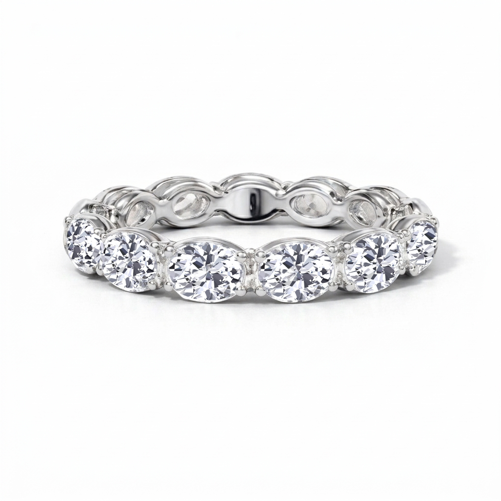 East West Oval Shape Lab Grown Diamond Eternity Band WG 3