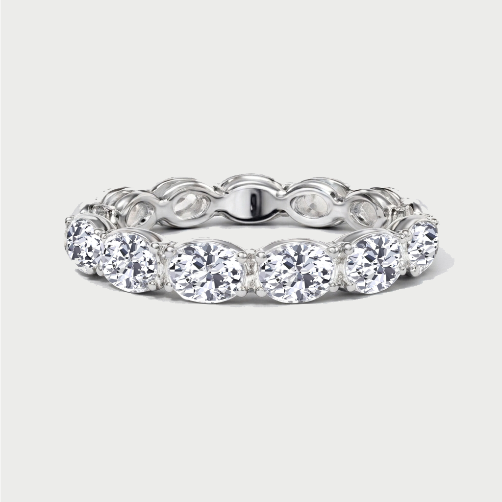 East West Oval Shape Lab Grown Diamond Eternity Band ( Pinky Ring )