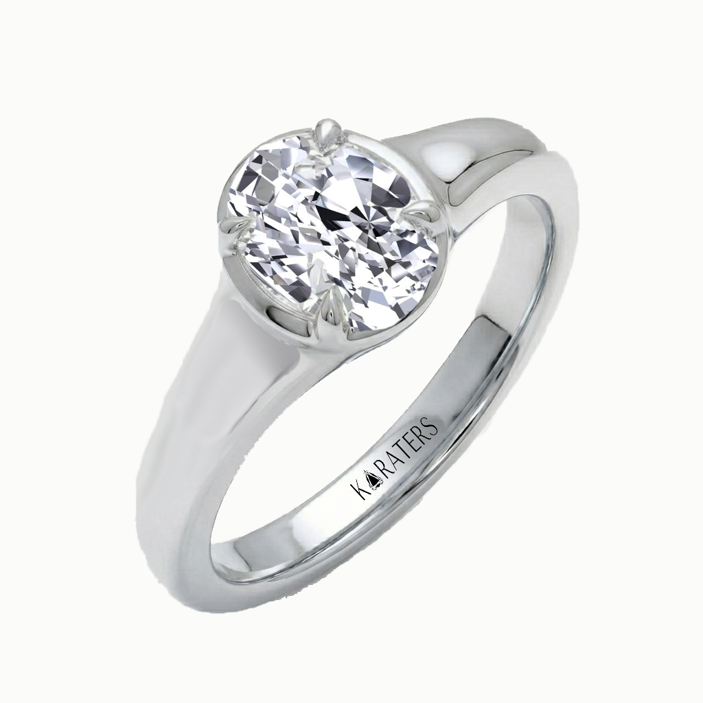 Oval Shape Solitaire Lab Grown Diamond Engagement Ring