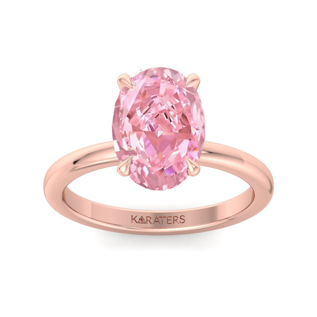 Fancy Pink Oval Cut Lab-Grown Diamond Engagement Ring