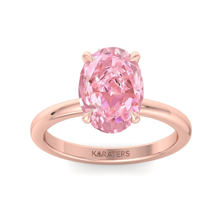 Fancy Pink Oval Cut Lab-Grown Diamond Engagement Ring