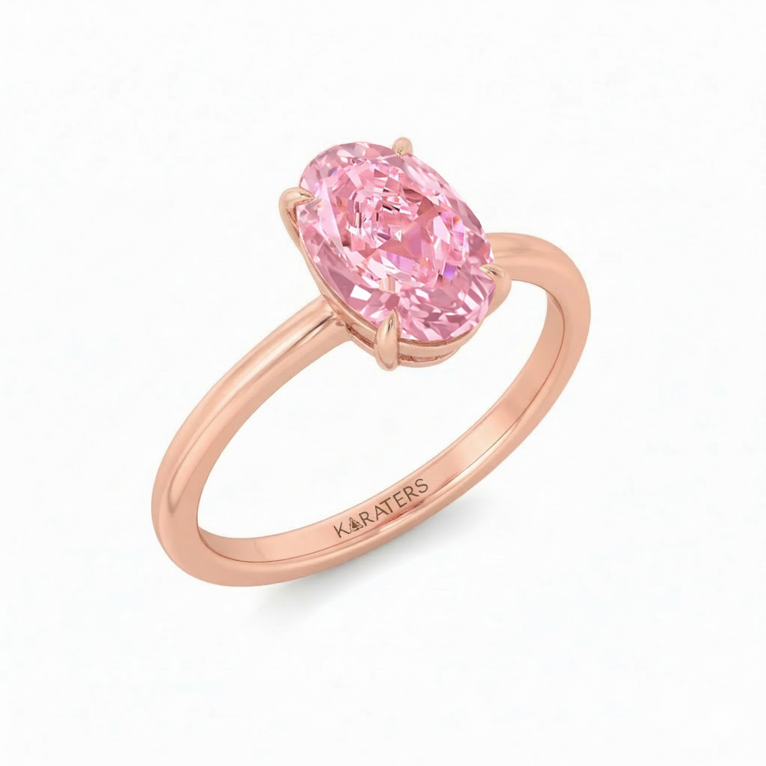 Fancy Pink Oval Cut Lab-Grown Diamond Engagement Ring