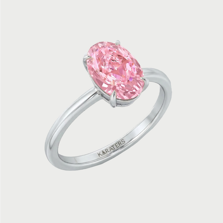 Fancy Pink Oval Cut Lab-Grown Diamond Engagement Ring