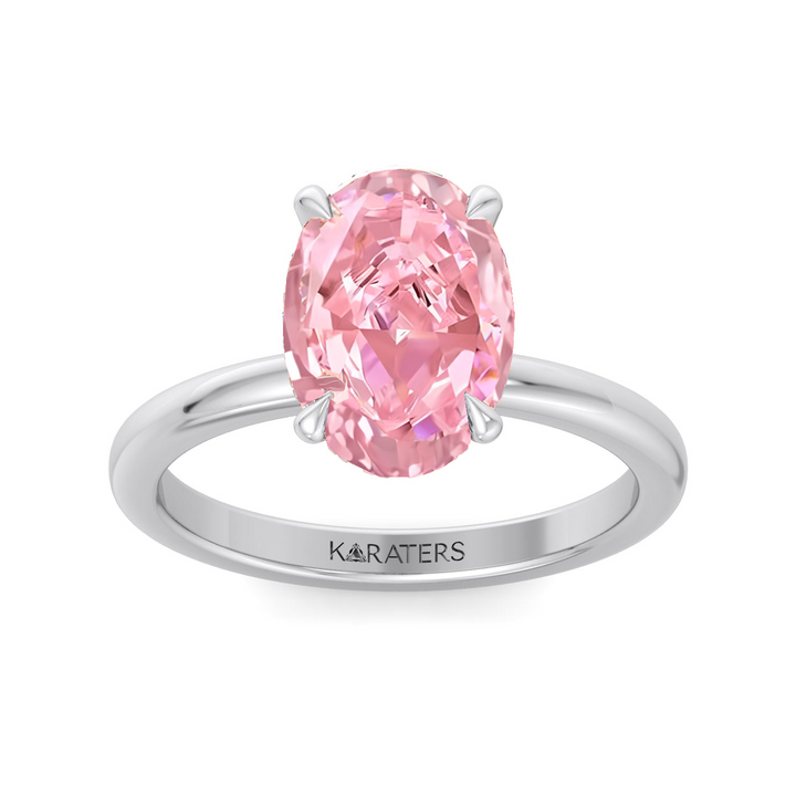 Fancy Pink Oval Cut Lab-Grown Diamond Engagement Ring