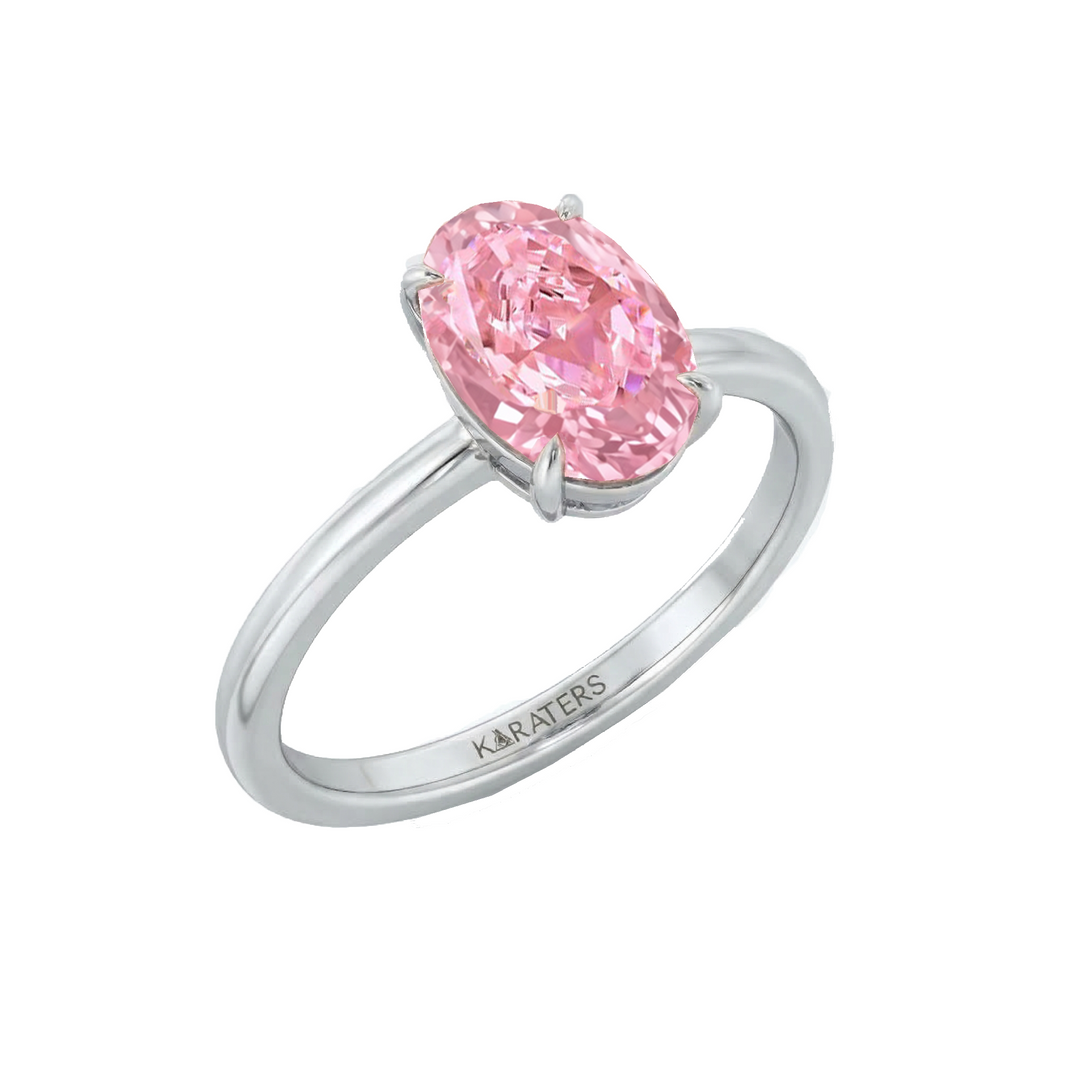 Fancy Pink Oval Cut Lab-Grown Diamond Engagement Ring