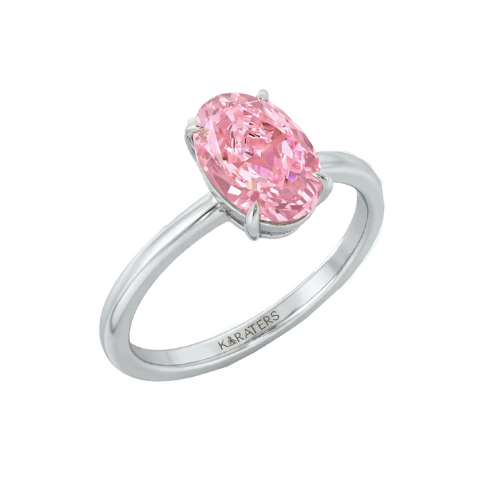 Fancy Pink Oval Cut Lab-Grown Diamond Engagement Ring