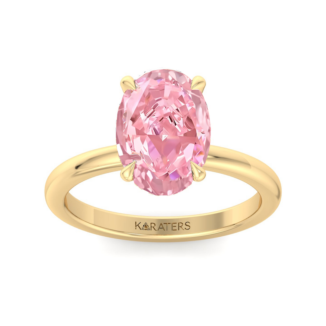 Fancy Pink Oval Cut Lab-Grown Diamond Engagement Ring