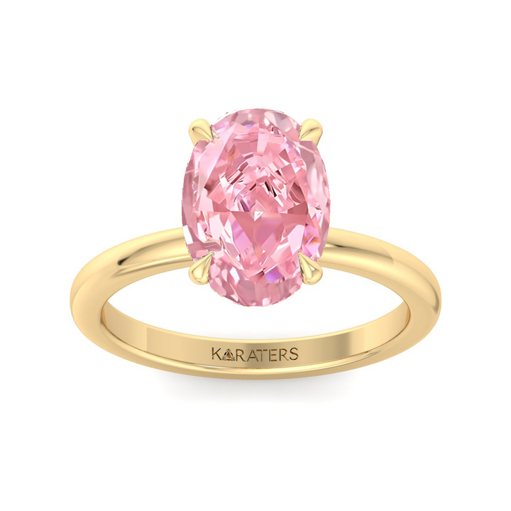 Fancy Pink Oval Cut Lab-Grown Diamond Engagement Ring