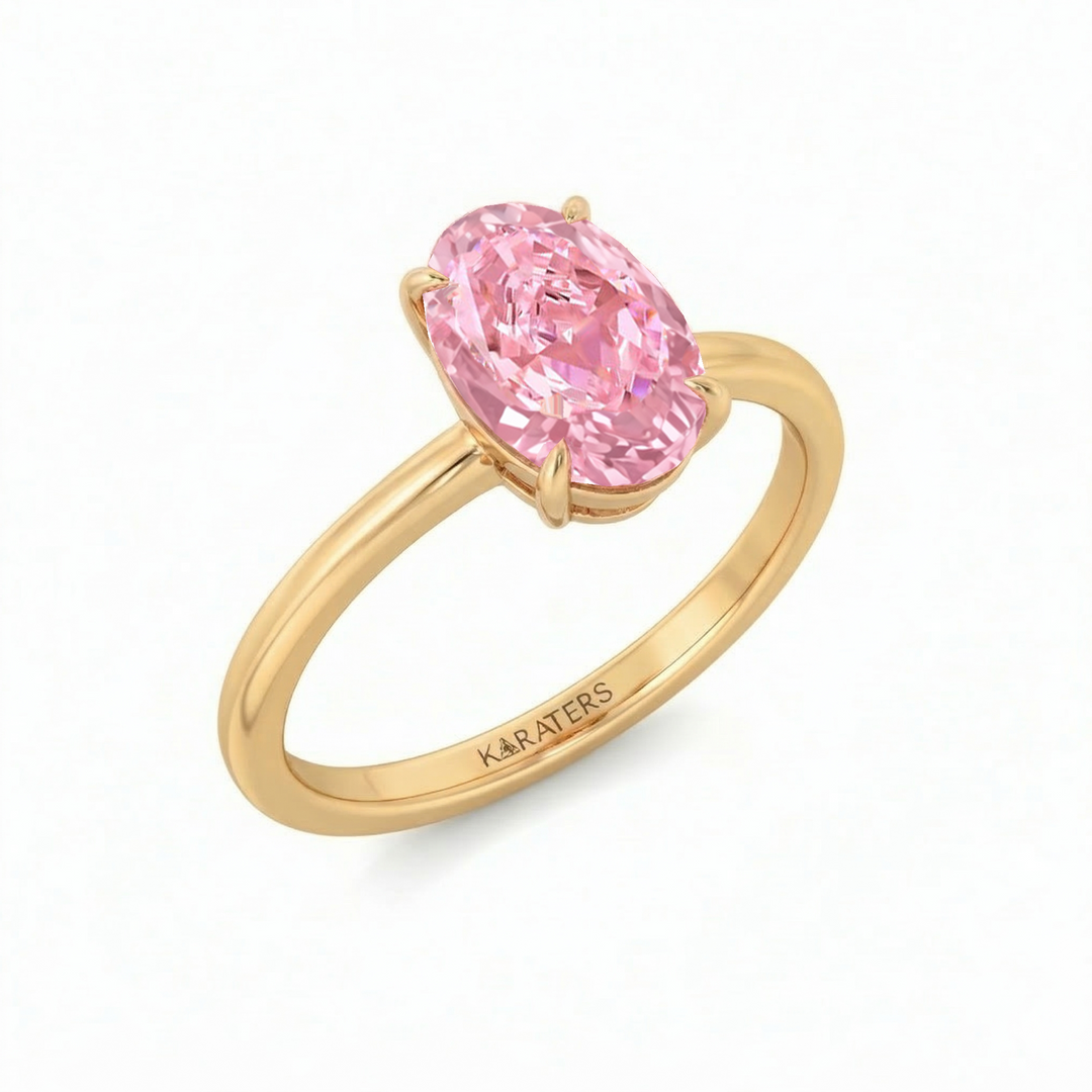 Fancy Pink Oval Cut Lab-Grown Diamond Engagement Ring