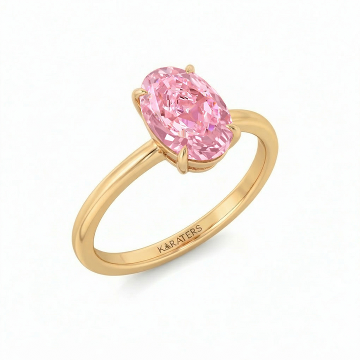 Fancy Pink Oval Cut Lab-Grown Diamond Engagement Ring