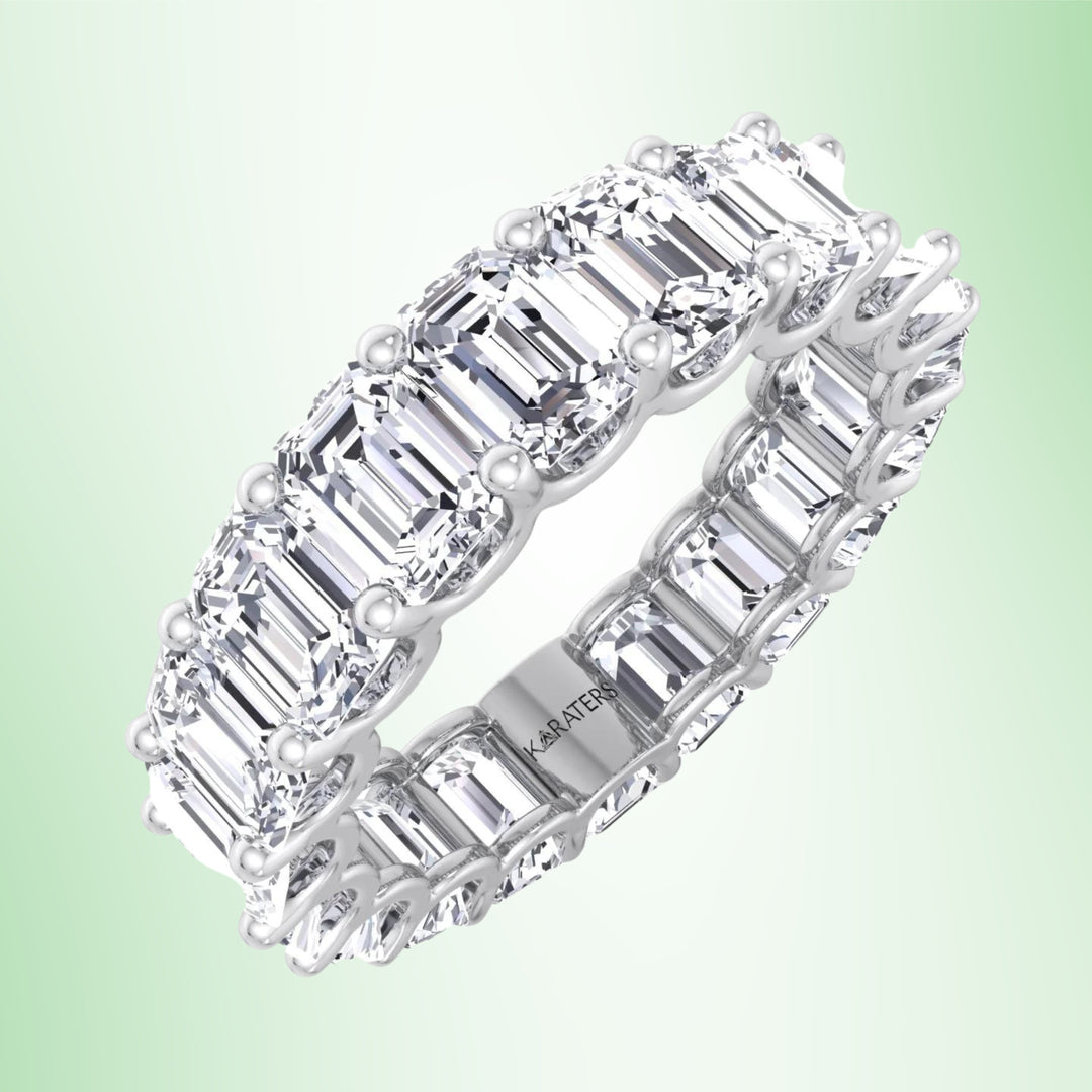 Palma - Emerald Cut Lab Grown Diamond - U Prong Eternity Band