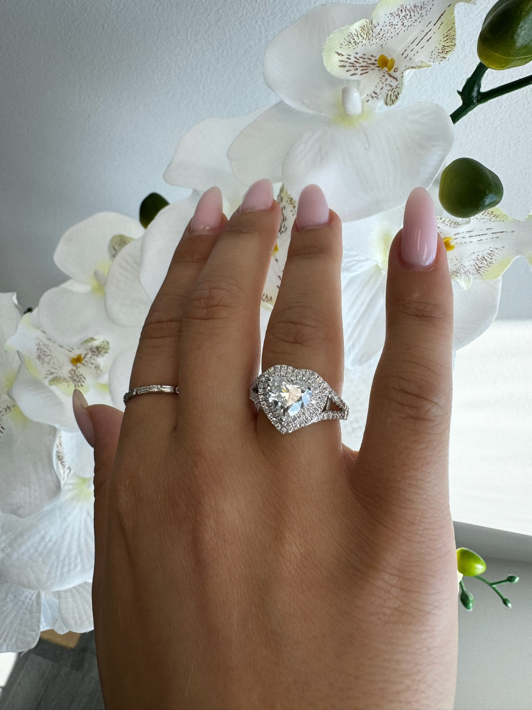 Pansy - Heart Lab Grown Diamond Ring Double Halo White